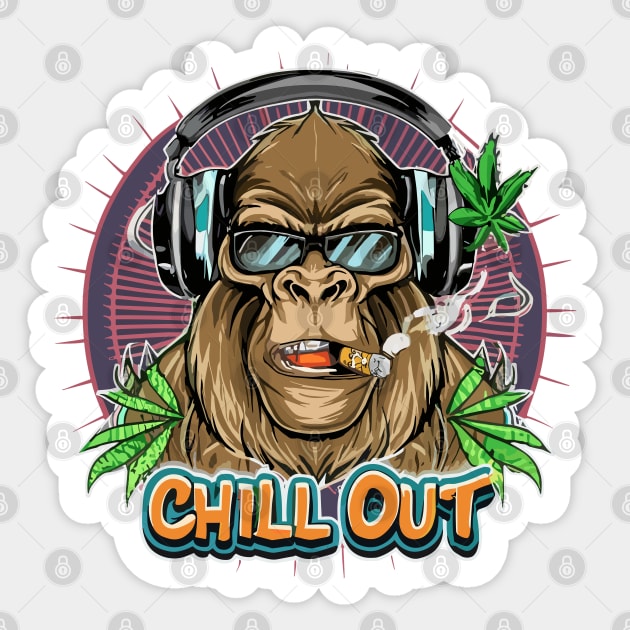 Chill Out: Hip Hop Gorilla Art Piece Sticker by diegotorres